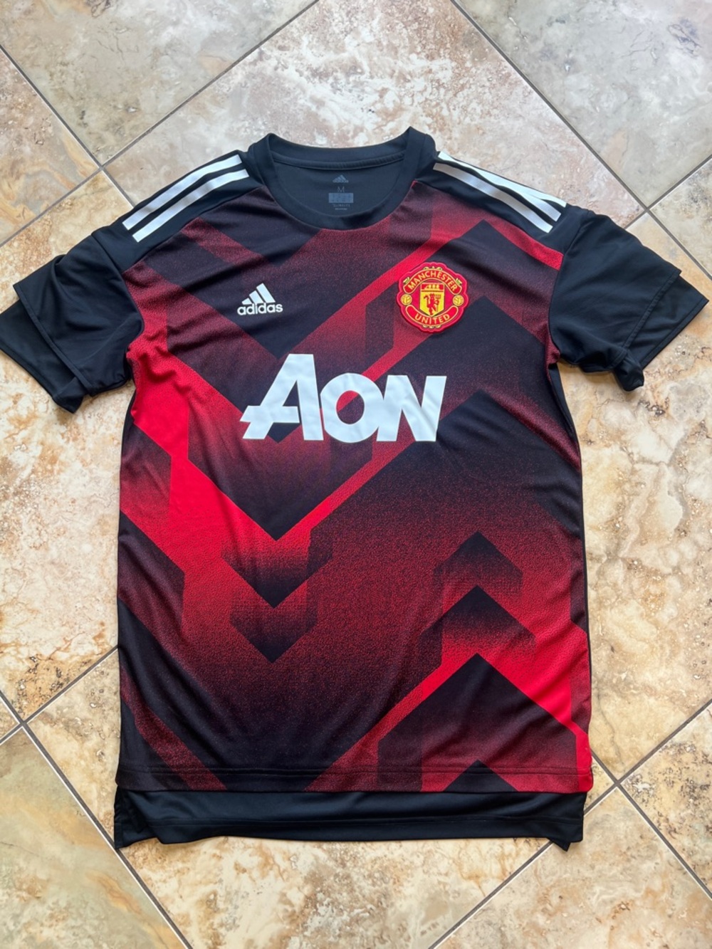 adidas Manchester United Red and Black Training Jersey